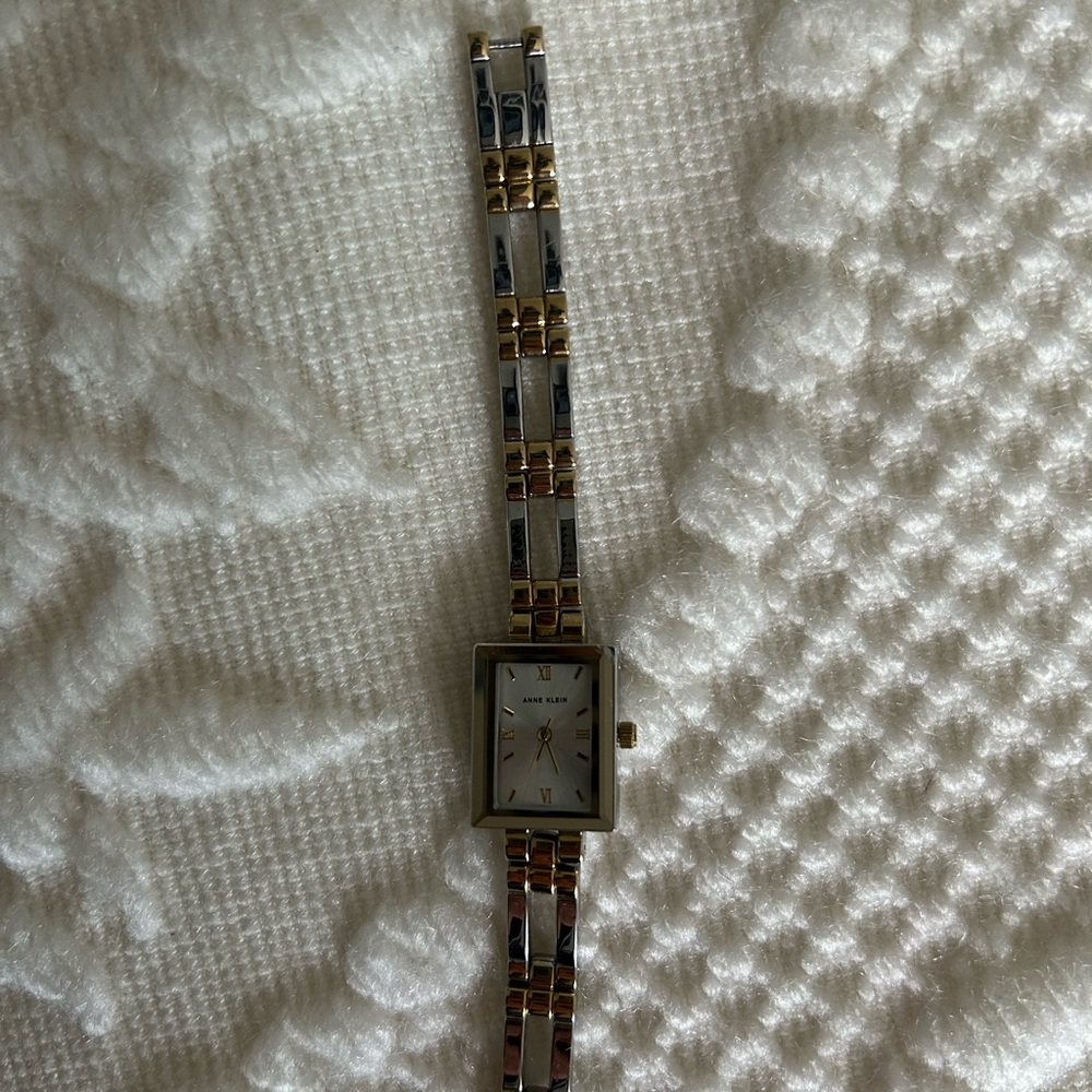 Anne Klein Silver and Gold Rectangular Watch - Picture 2 of 4